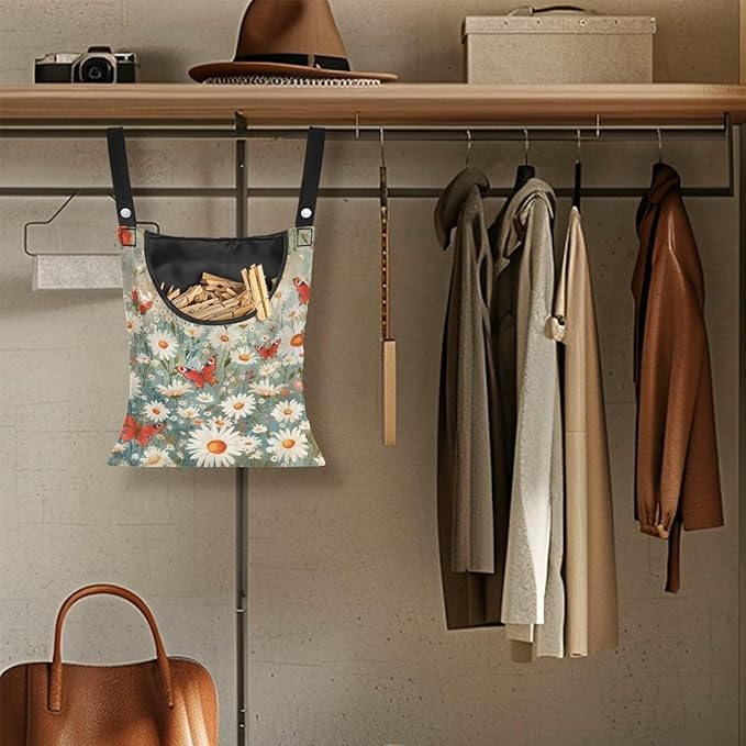 Daisy Clothespin Bag Butterfly Laundry Hanging Storage Organizer Clothes Pin - Image 5
