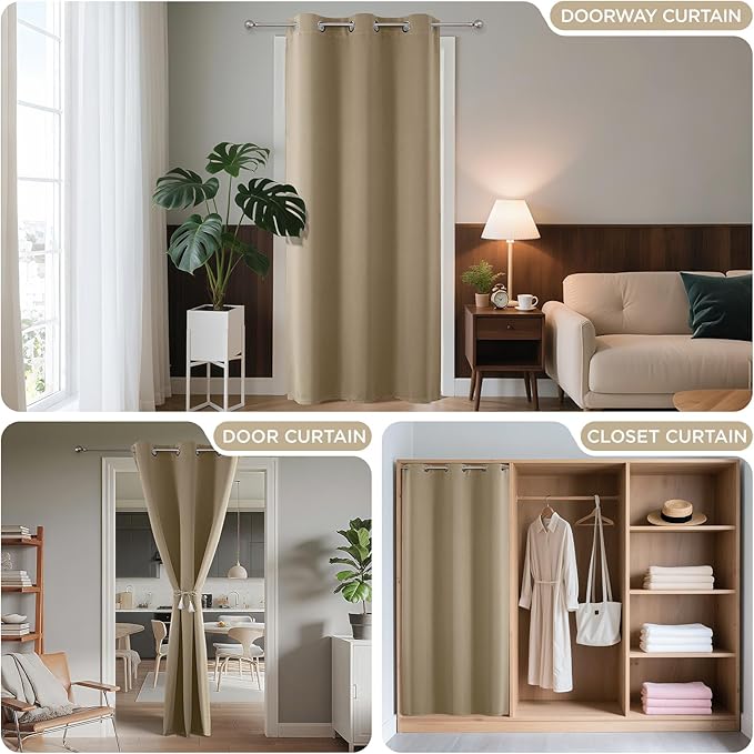 Joydeco Blackout Door Curtain for Doorway Privacy 84 Inches Long, Grommet - Image 4