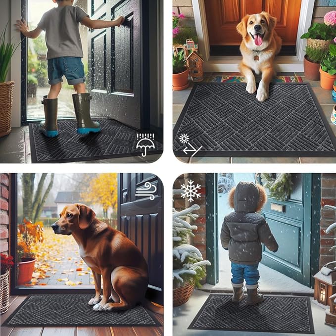 Smiry Front Door Mat Outside Entrance, Heavy Duty Outdoor Indoor Natural Rubber - Image 7