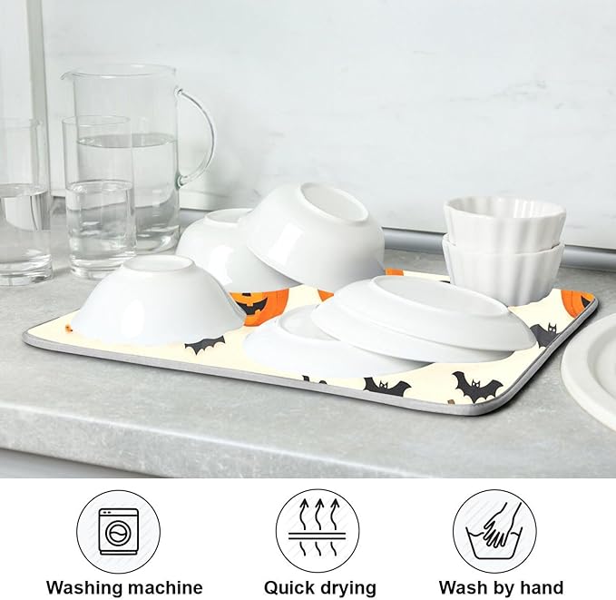 Halloween Black Bat Dish Drying Mat - Image 5