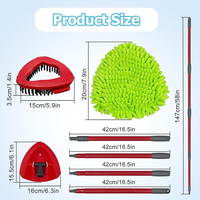 Spin Mop Handle, Mop Replace Heads, Scrubber Head and Base Replacement - Image 3