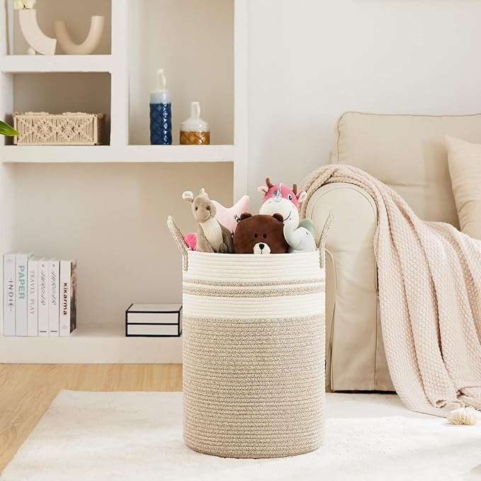 Fiona's magic 72L Large Woven Laundry Hamper, Tall Cotton Rope Storage Basket - Image 2