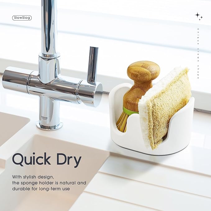 2 Pack Double Sponge Holder, Diatomite Stone Absorbent Sponge Stand - Image 2