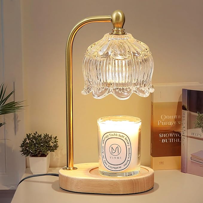 Candle Warmer Lamp with Timer Dimmable, Antique Brass Candle Lamp, Wax Melt by MEIXISUE