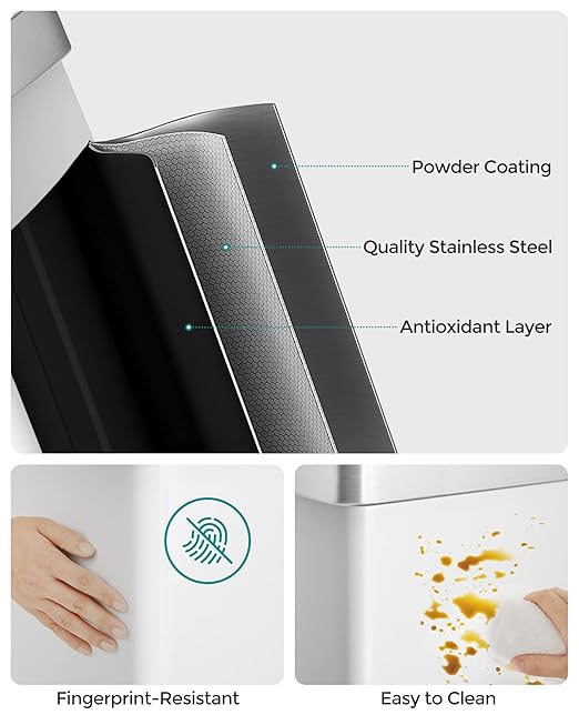 SONGMICS Kitchen Trash Can, 16 Gallon Dual Compartment Garbage Can, 60L Pedal - Image 7