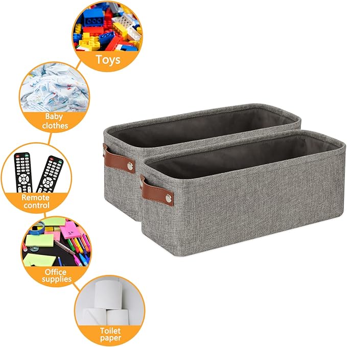 DULLEMELO Soft Cotton Fabric Bathroom Storage Baskets 2 Pack Fabric Shelf - Image 5