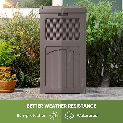 Patiowell 36 Gallon Outdoor Trash Can, Resin Outdoor Garbage Can - Image 5