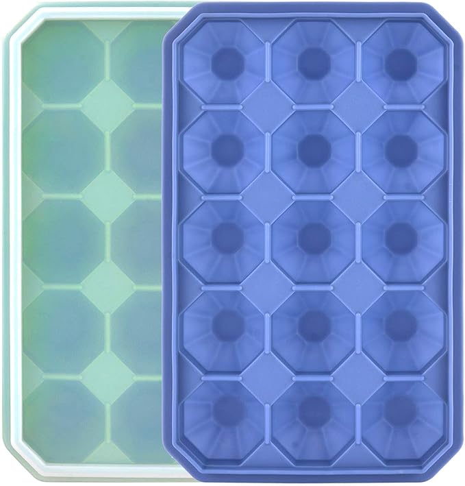 Ice Cube Trays with Silicone Lid, 15 Grid Diamond Shaped Ice Tray Easy Release by Guardians