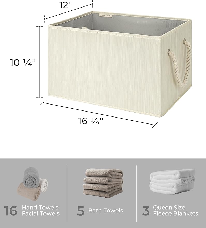 StorageWorks Storage Baskets for Shelves, Foldable Fabric Closet Storage Bins - Image 2