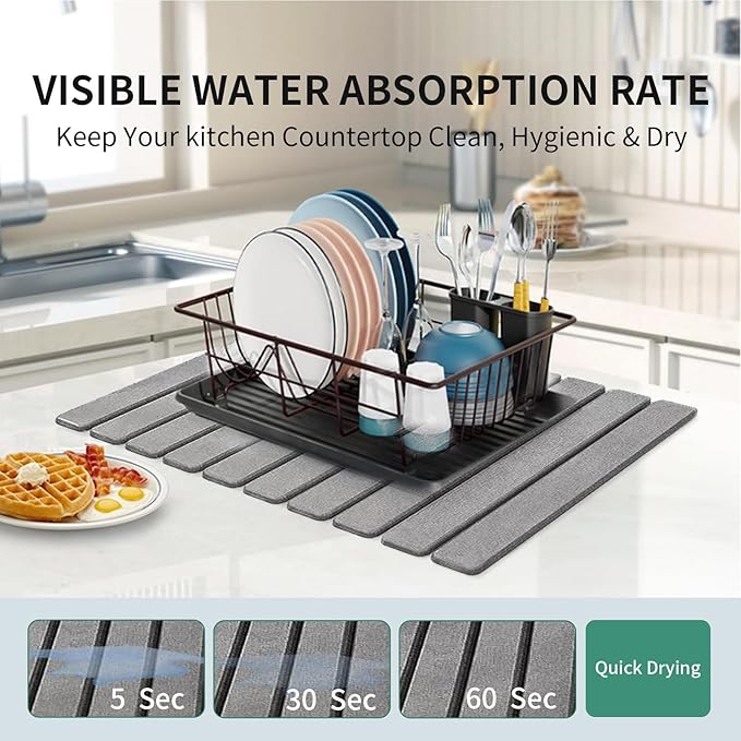 Stone Drying Mat for Kitchen Counter, Collapsible Dish Drying Mat, Fast Drying - Image 4