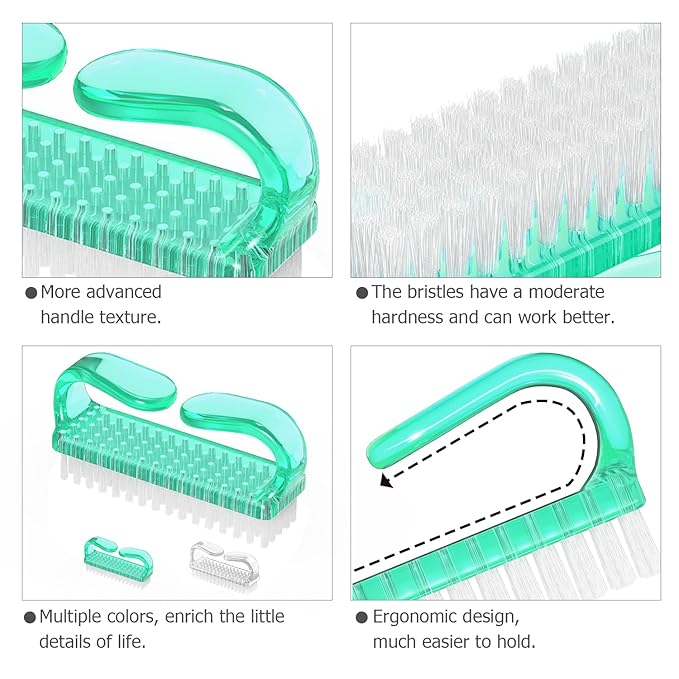 Handle Grip Nail Brush, Hand Fingernail Brush Cleaner Scrubbing Kit Pedicure - Image 5