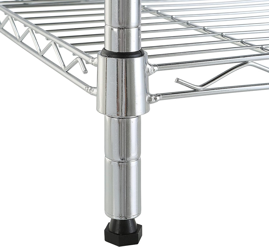5-Shelf Tower Adjustable Storage Shelving Unit, Chrome, 16" X 16" X 54", 150 Lbs per Shelf