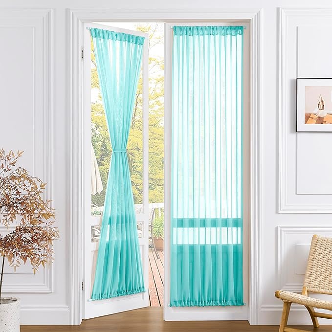 Tollpiz Sheer Door Curtains Closet Linen Textured Curtain Sheers Doorway Light by Tollpiz