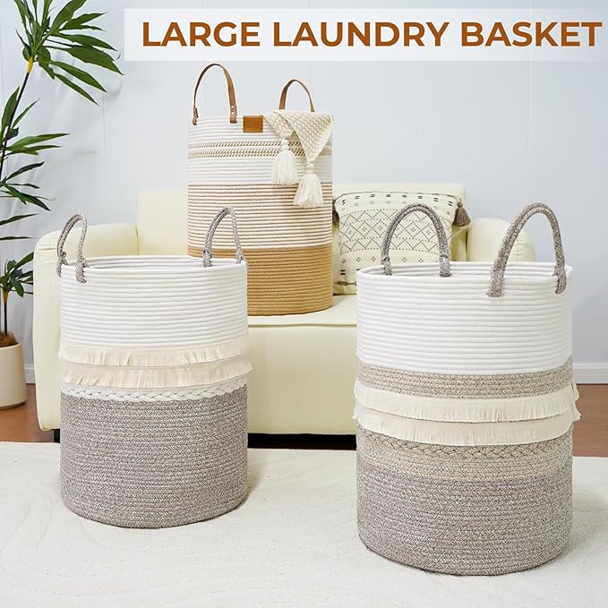 danpinera 79L Laundry Hamper Basket, Tall Round Dirty Clothes Hamper - Image 5