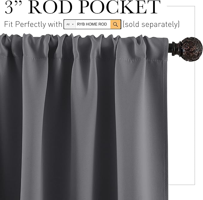 RYB HOME Short Curtains Half Window Curtains - Image 2