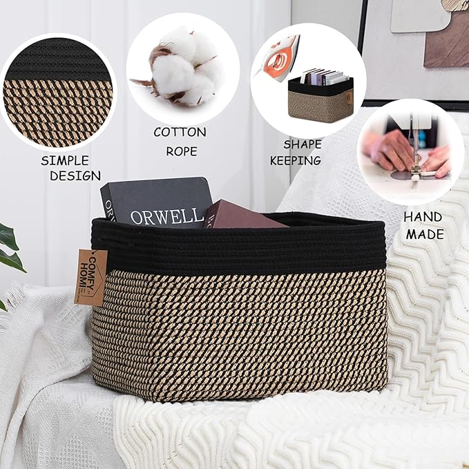 COMFY-HOMI 3PACK Cotton Rope Square Basket - Image 5