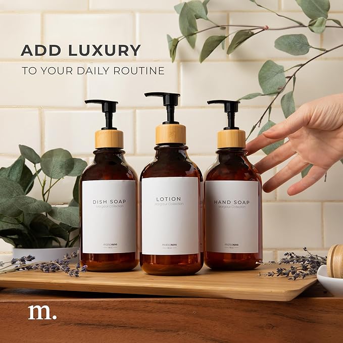 MaisoNovo Refillable Shampoo and Conditioner Bottles | 16.9 fl oz Set of 3 - Image 3