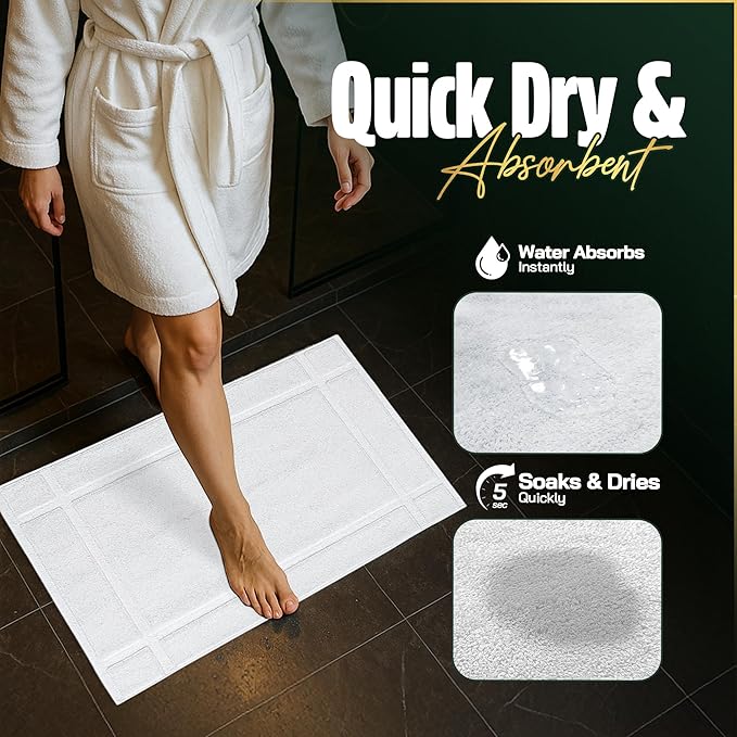 Pearl Linens Pack of 12 100% Cotton Bath Mat 20x30 inches, Soft & Absorbent - Image 4