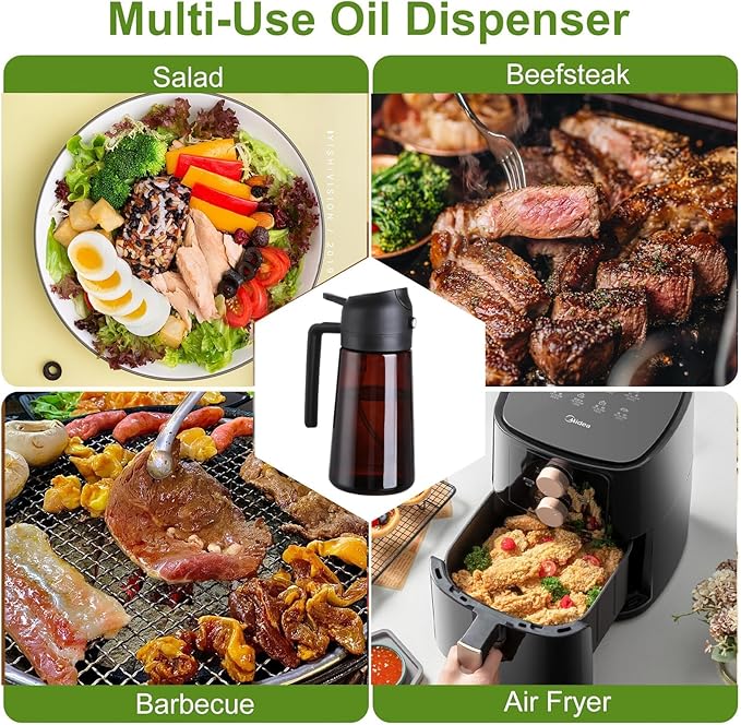 2-in-1 Glass Oil Dispenser & Sprayer - 16oz/470ml Leakproof Bottle - Image 5