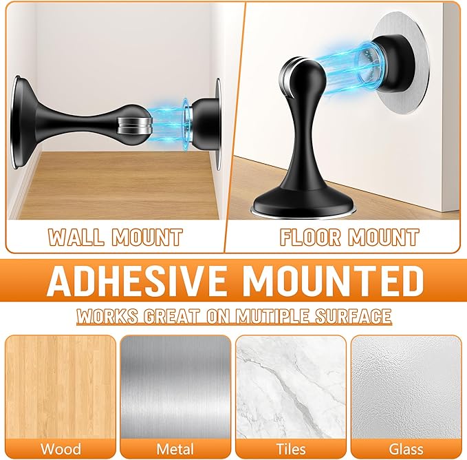 Crosize Magnetic Door Stoppers 4 Pack, Stainless Steel Door Catch - Image 5