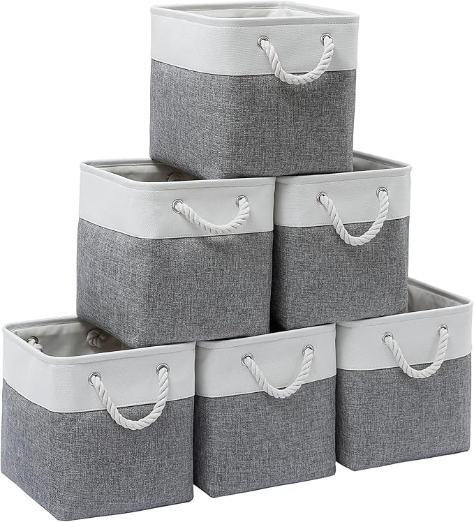 11 x 11 Inch Storage Cubes, 6 Pack Large Collapsible Fabric Storage Bin by ISEMINGLA