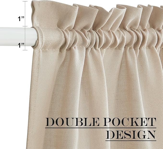 NICETOWN Linen Door Curtains 50 inch Length 1 Panel Farmhouse Kitchen Curtain - Image 2