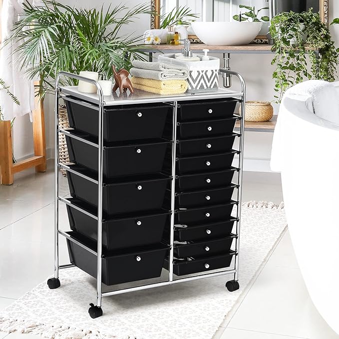 GOFLAME 15-Drawer Rolling Storage Cart, Utility Cart - Image 9