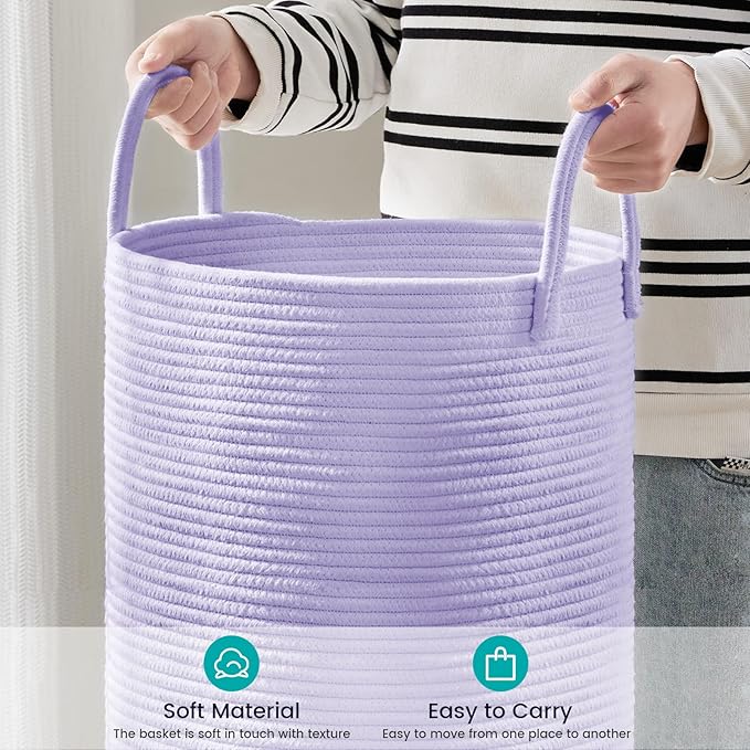 YOUDENOVA Laundry Hamper Basket, Woven 58L Tall Laundry Basket - Image 4
