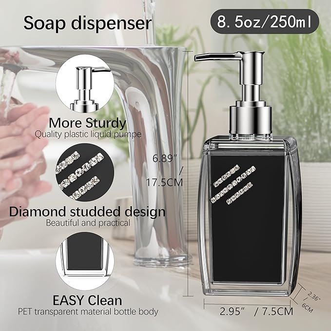 Blue Soap Dispenser with Refillable Plastic Pump - Image 5