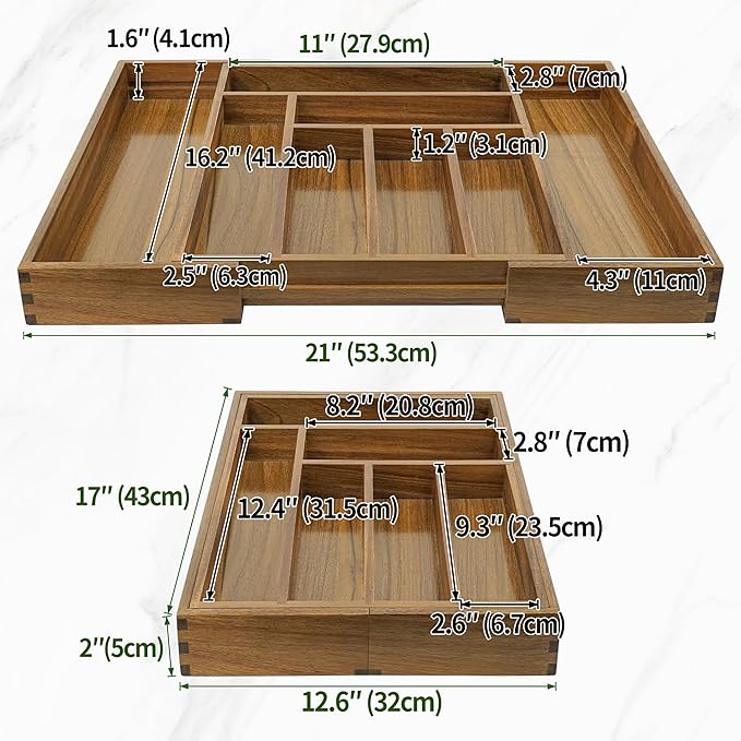 Luxury Acacia Kitchen Drawer Organizer - Image 5