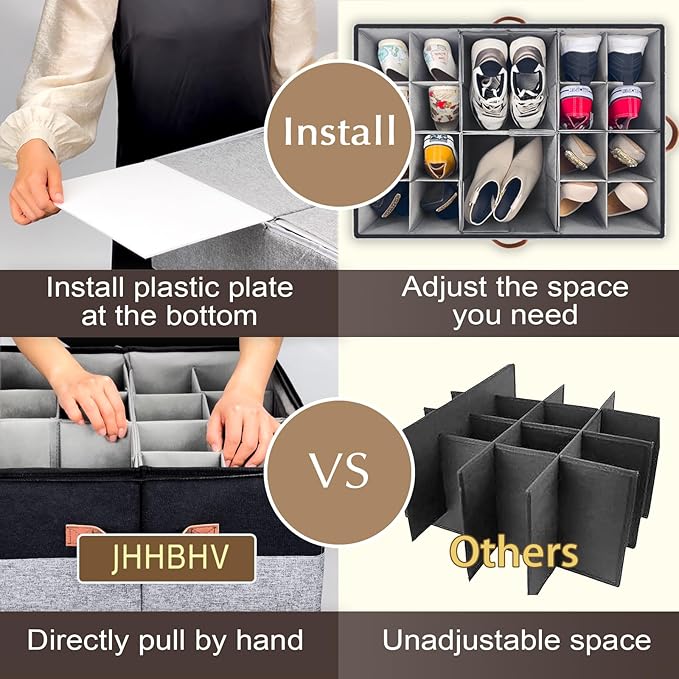 1 Pack Shoe Organizer for Closet, Adjustable Shoe Box Storage Containers - Image 3