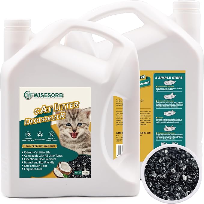 Cat Litter Deodorizer - 4Lb Activated Carbon Litter Box Odor Eliminator by Wisesorb