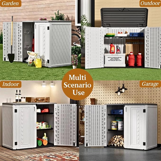 ZZM 4x3FT Heavy-Duty Outdoor Storage Shed | 34 Cu.Ft Waterproof Resin Cabinet - Image 8