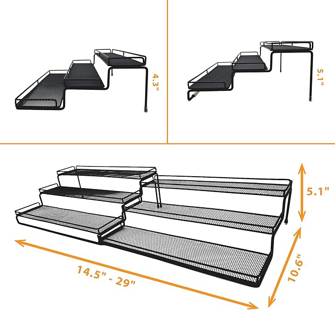 3 Tier Wide Expandable Cabinet Spice Rack Organizer - Image 6