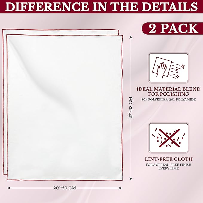 The 2-Pack Premium Microfiber Wine Glass Polishing Cloths, Large Lint-Free - Image 4