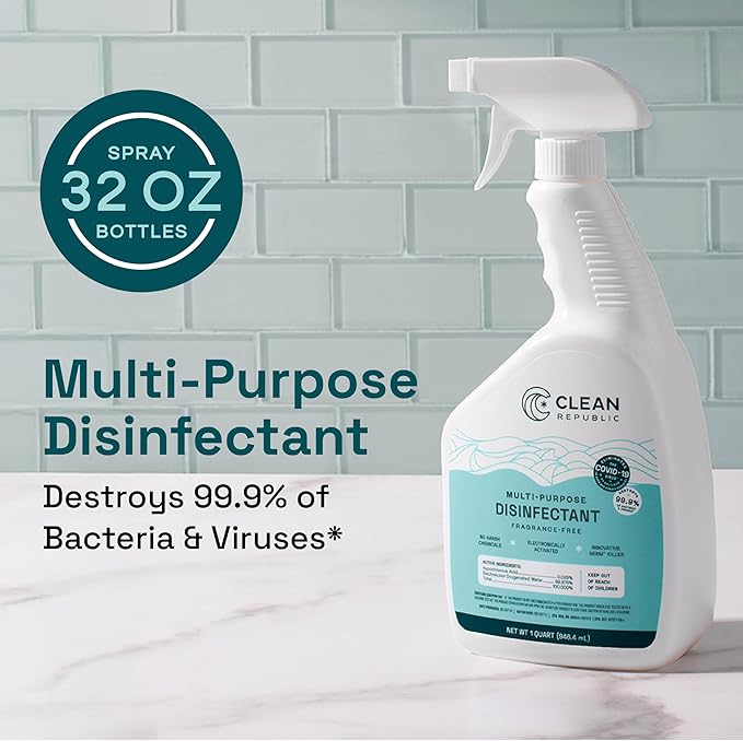 Clean Republic Multi-Purpose Disinfectant, Cleaning Spray, 32 Fluid Ounce Bottle - Image 2