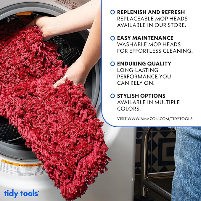 24 Inch Red Commercial Dust Mop & Floor Sweeper – Wood Handle Floor Mop - Image 6