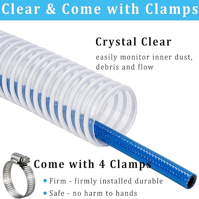 Dust Collection Hose 2 in × 5 ft Heavy Duty Clear Flexible PVC Reinforced - Image 4