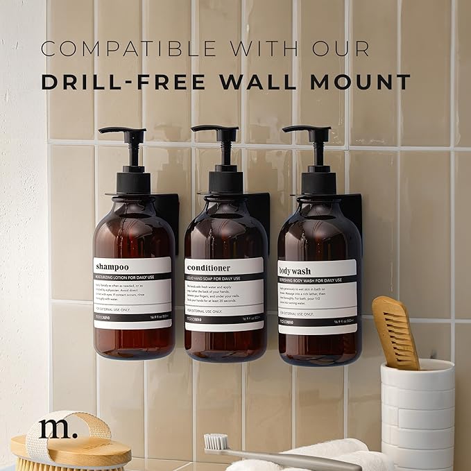 MaisoNovo Refillable Shampoo and Conditioner Bottles | 16.9 fl oz Set of 3 - Image 7