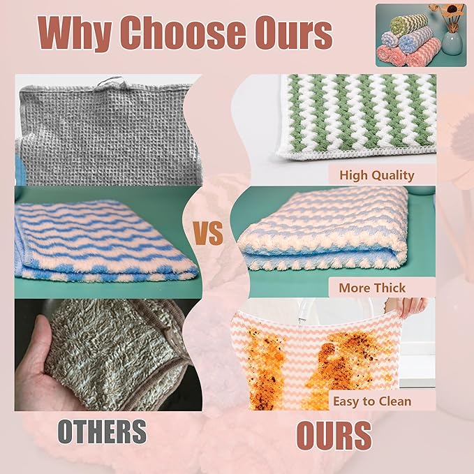 Microfiber Cleaning Cloth, 12 Pack 12"x12" Dish Towels - Image 5