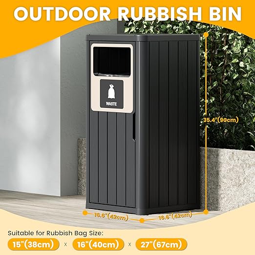 22 Gallon Outdoor Trash Can Waterproof Resin Garbage Can - Image 2