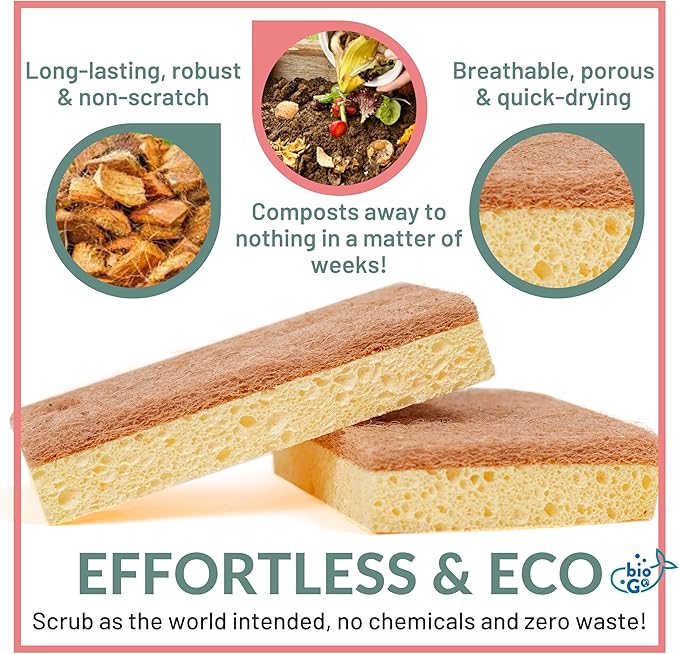 bioGo 24 Pack Biodegradable Kitchen Sponges - Image 4