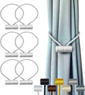Hion Magnetic Curtain Tiebacks White 6 Pack, Curtain Tiebacks Buckles Holdbacks by Hion