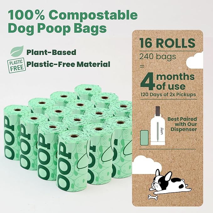 JIWON 100% Certified Home Compostable Dog Poop Bags, OK Compost & Seedling - Image 2