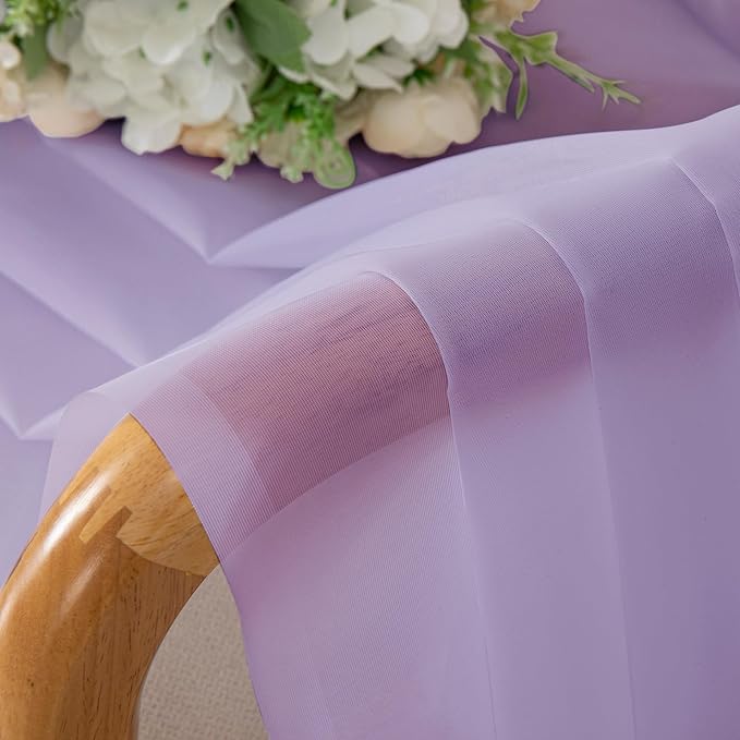 Chyhomenyc Lilac Sheer Curtains 54 Inch Long 2 Panels, Light Filtering Rod by Chyhomenyc