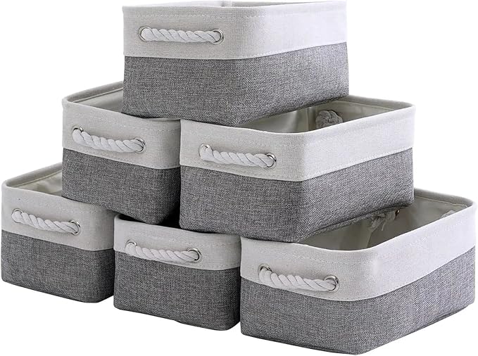 TcaFmac Small Storage Baskets for Shelf 6 Pack Canvas Storage Basket by TcaFmac