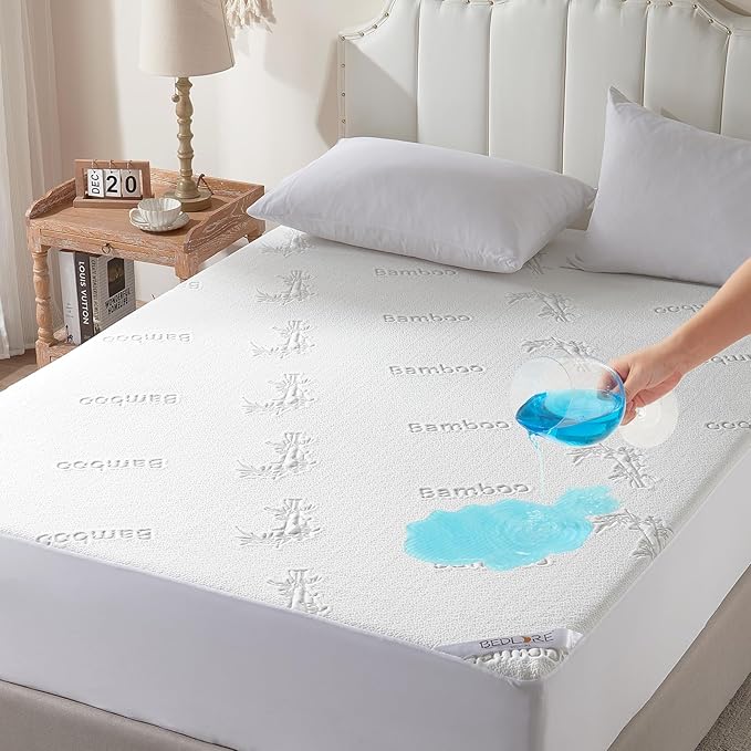 Waterproof Queen Size Mattress Protector, Mattress Pad Fitted 6"-18" Deep Pocket by Bedlore