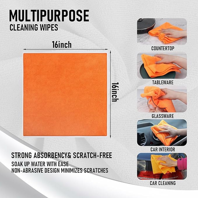 Tricol Clean Microfiber Cleaning Cloth, 12 Pack Ultra-Thick Cleaning Rags - Image 3