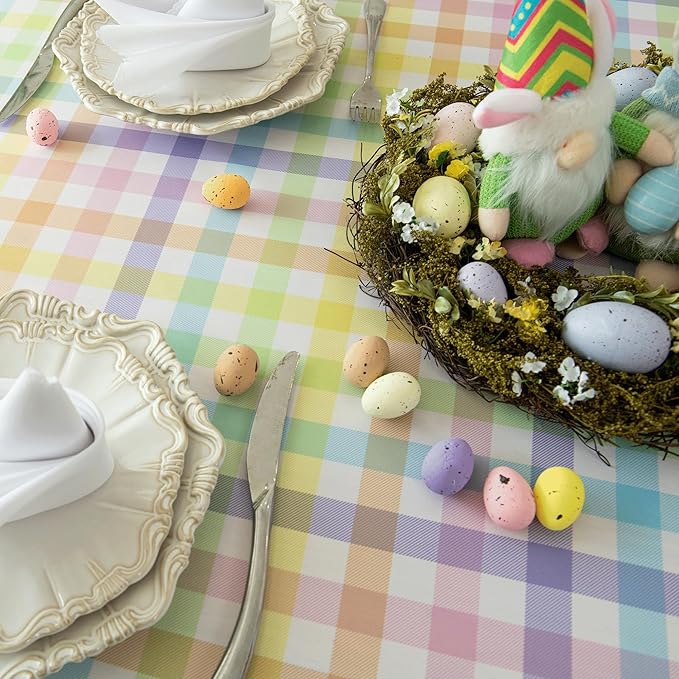 Waterproof Plaid Easter Tablecloth Fabric - Image 2