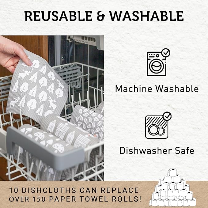 Nordhus Design Swedish Dishcloths, 10 Grey Cloths, Made in Sweden - Image 4
